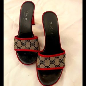 Gucci Sandals Red And Black Size